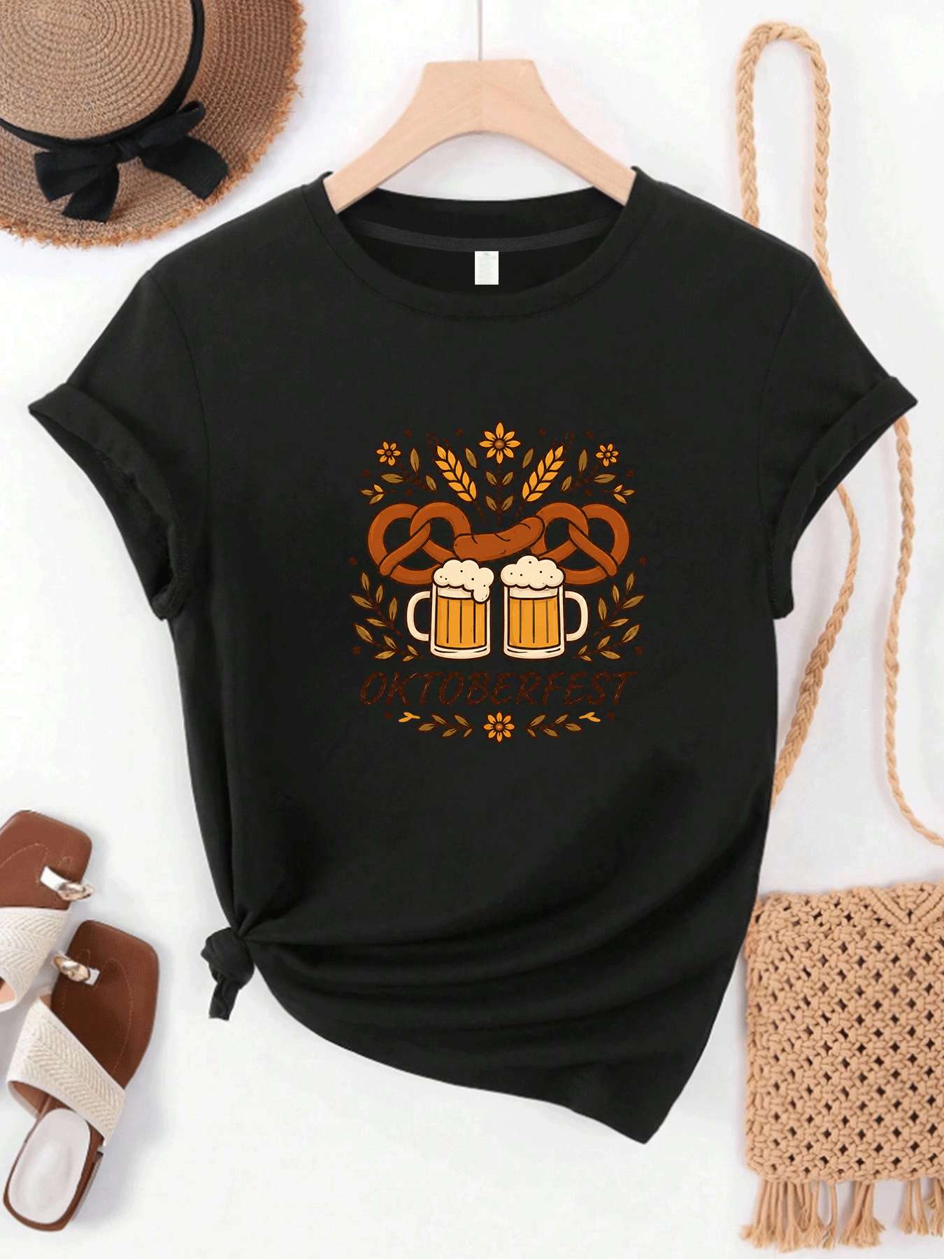 Beer And Wine Festival - 【MYJ062633】Bira Festivali kadın tişörtü şarap seti