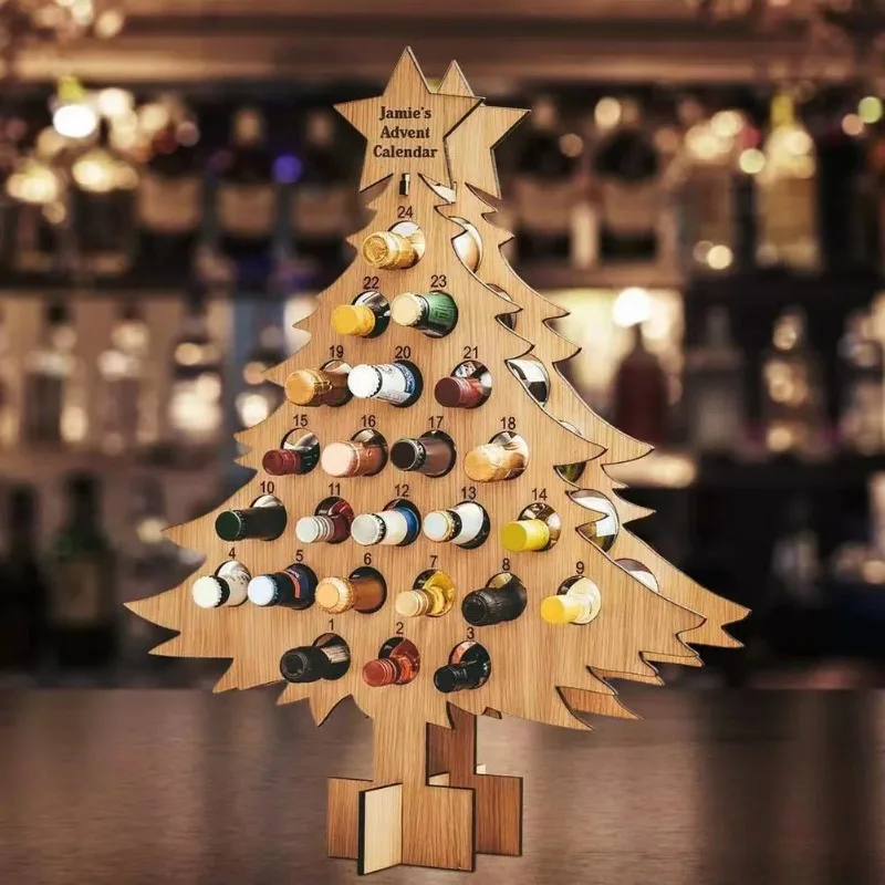 Craft Beer & Wine U- - Noel ağacı ahşap şarap rafı zanaat